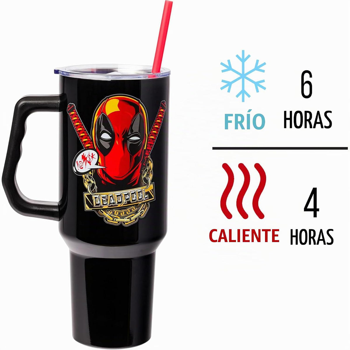 Silver Buffalo Marvel Deadpool, vaso de acero inoxidable, 40 onzas...