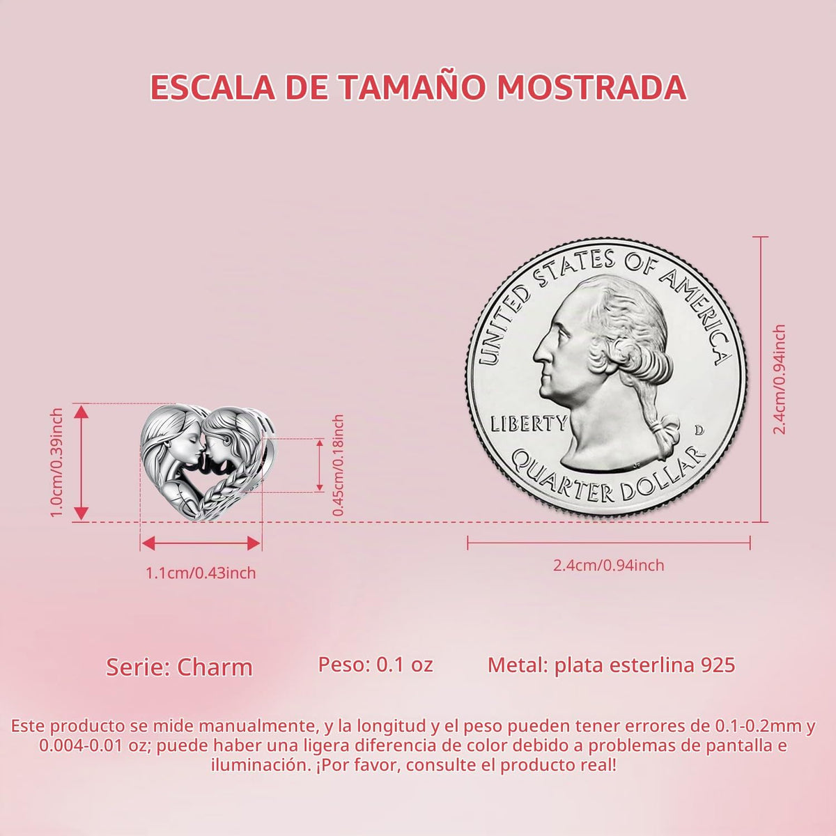 MUNDELL Abalorio con forma de corazón de mamá chapado en oro blanco...
