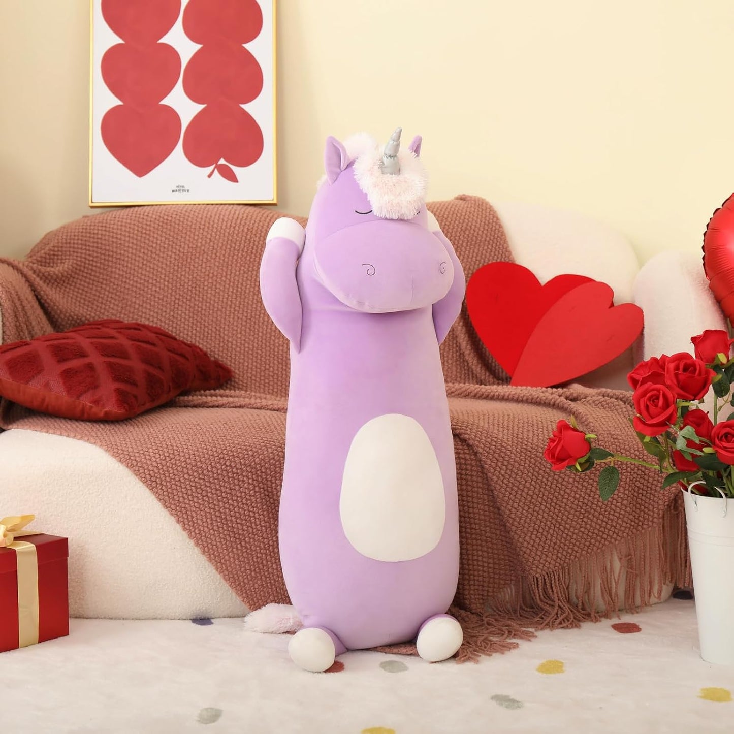 MorisMos Gran Animal de Peluche de Unicornio de 3 pies, Almohada de...