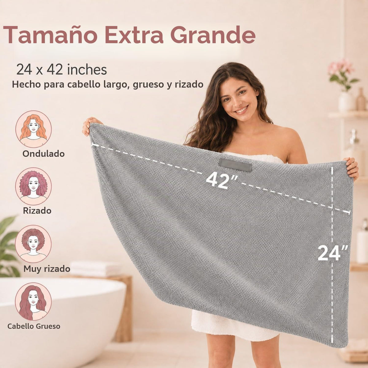 Toalla grande de microfibra para mujer, secado rápido y absorbente...