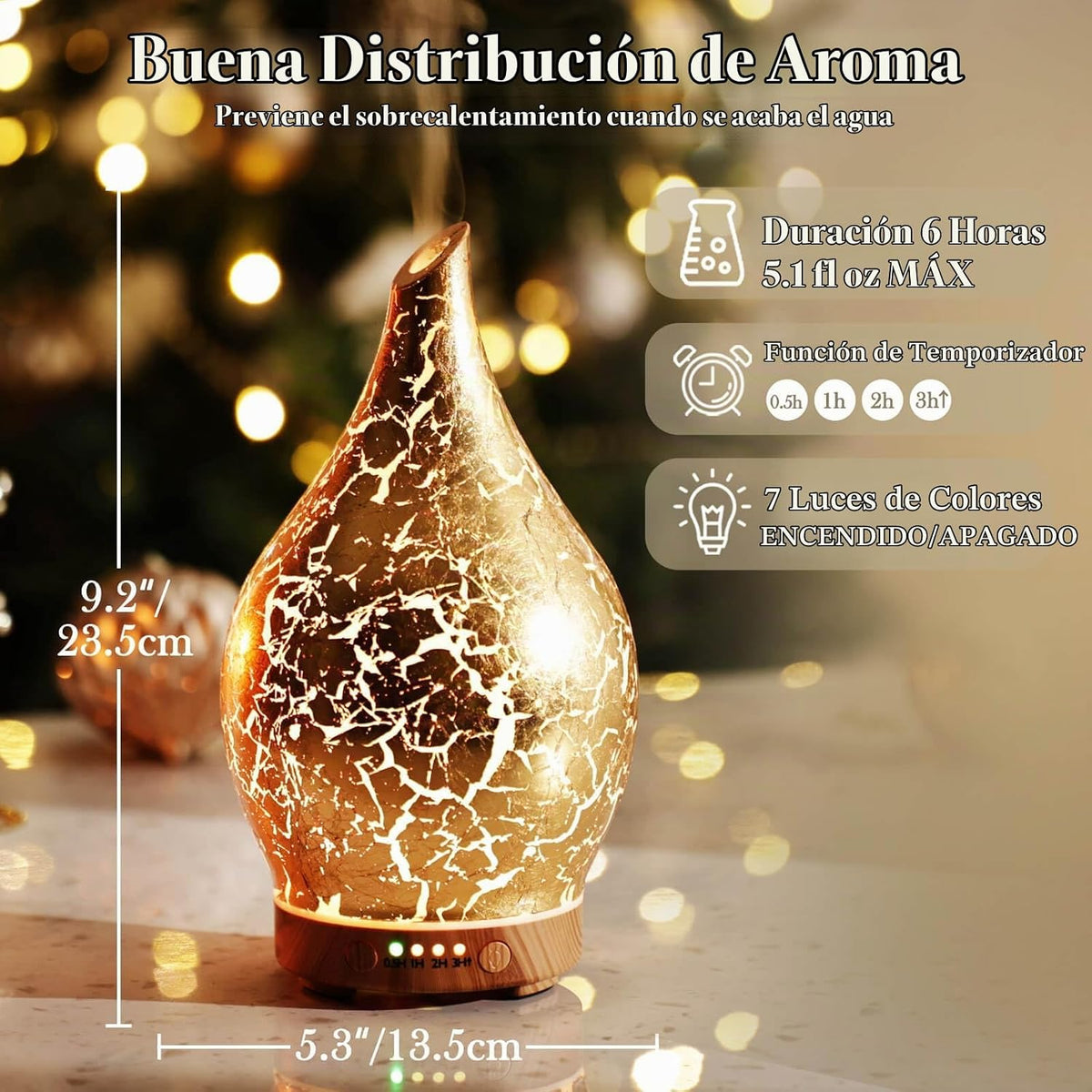 Porseme Difusor de Aceites Esenciales de Vidrio, Humidificador Ultr...