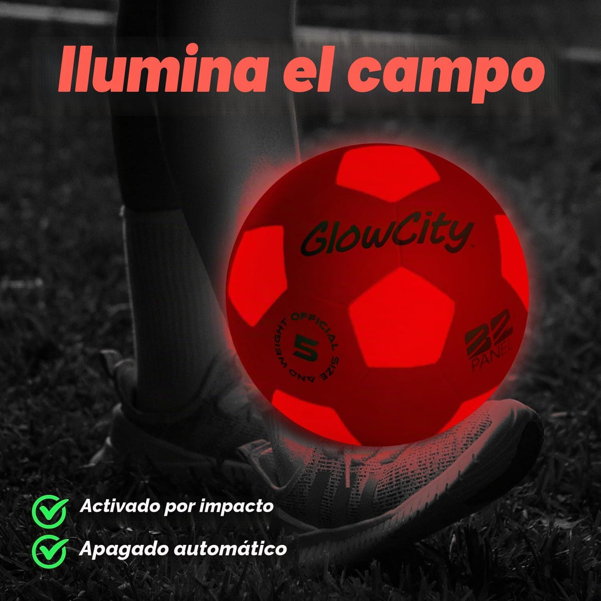 GlowCity Balón de fútbol que brilla en la oscuridad - Tamaños 3, 4,...