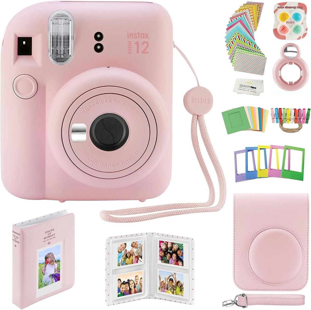 Fujifilm - Cámara instantánea Instax Mini 12 con funda, calcomanías...