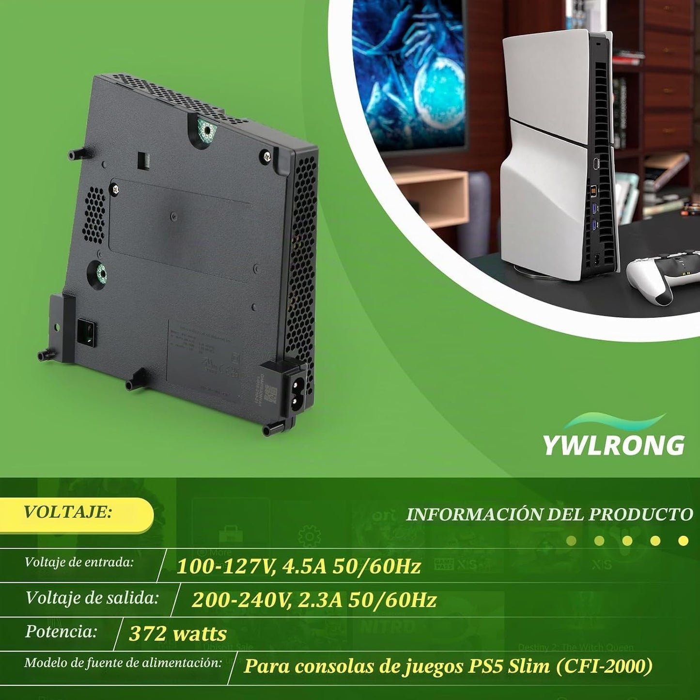 Fuente de alimentación delgada para PS5 para PlayStation 5 PS5 Slim...
