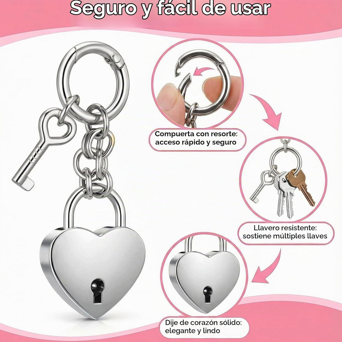Tucnoeu Colgantes para bolso de candado de corazón - Accesorios de...