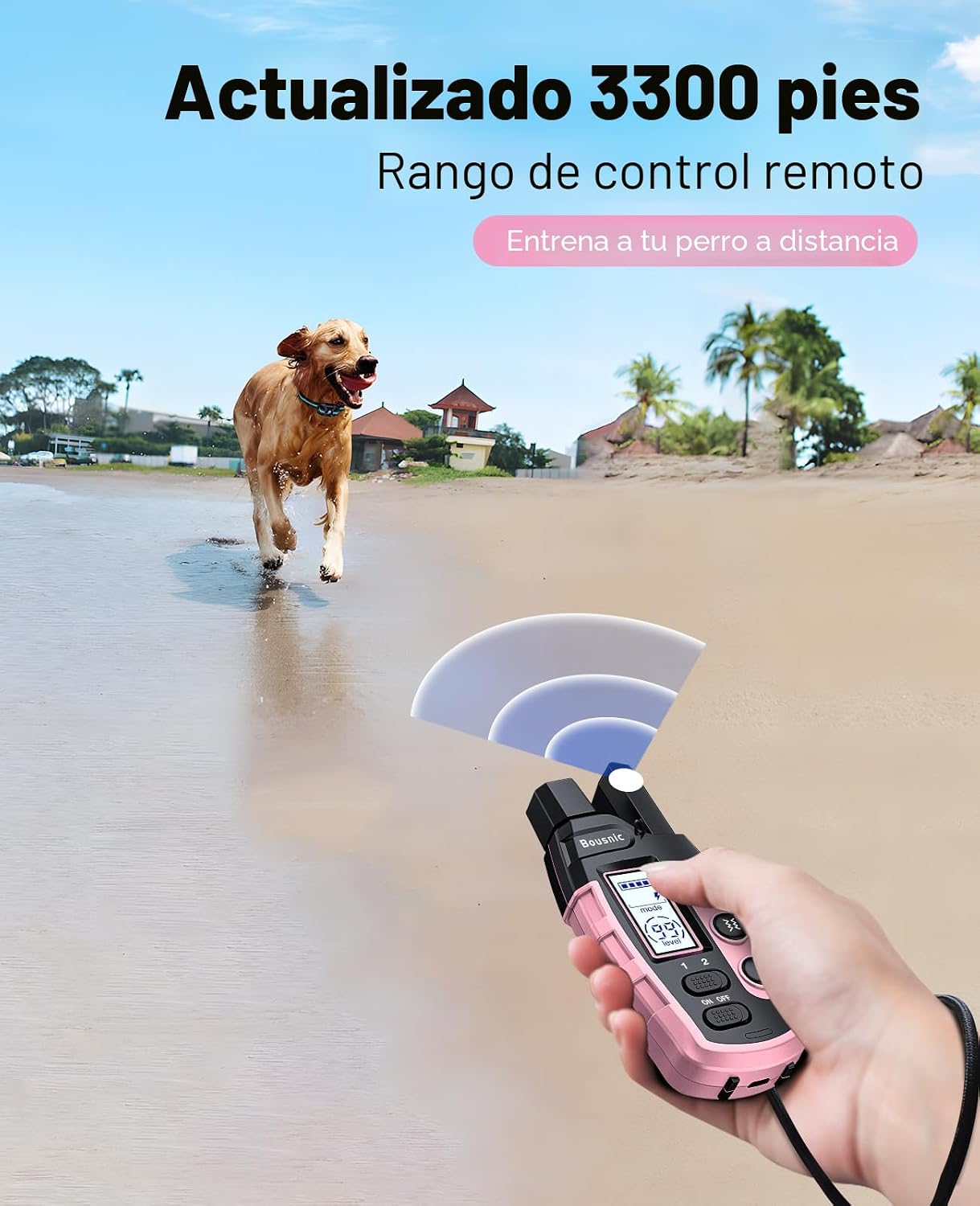 Bousnic Collar de choque para perro, collar de entrenamiento de per...