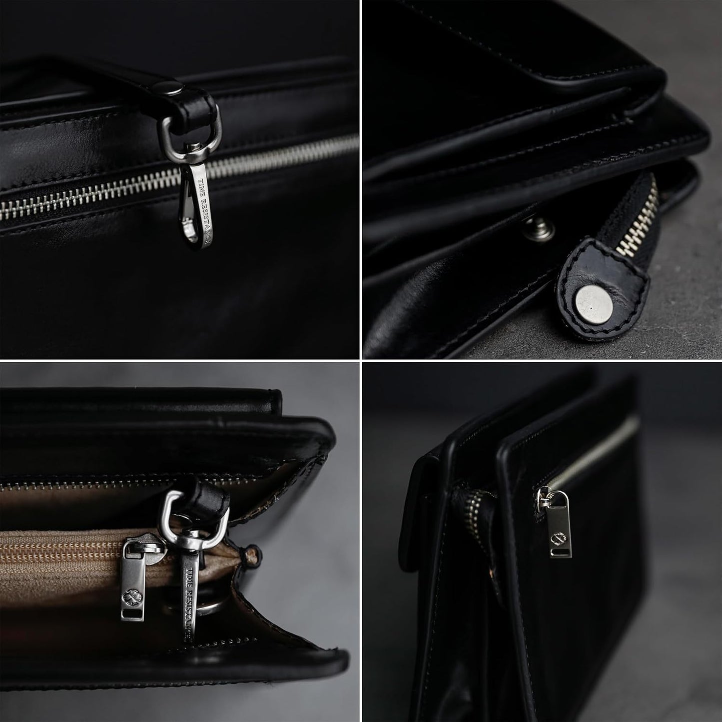 Time Resistance Bolso de mano de cuero para hombre, organizador de...