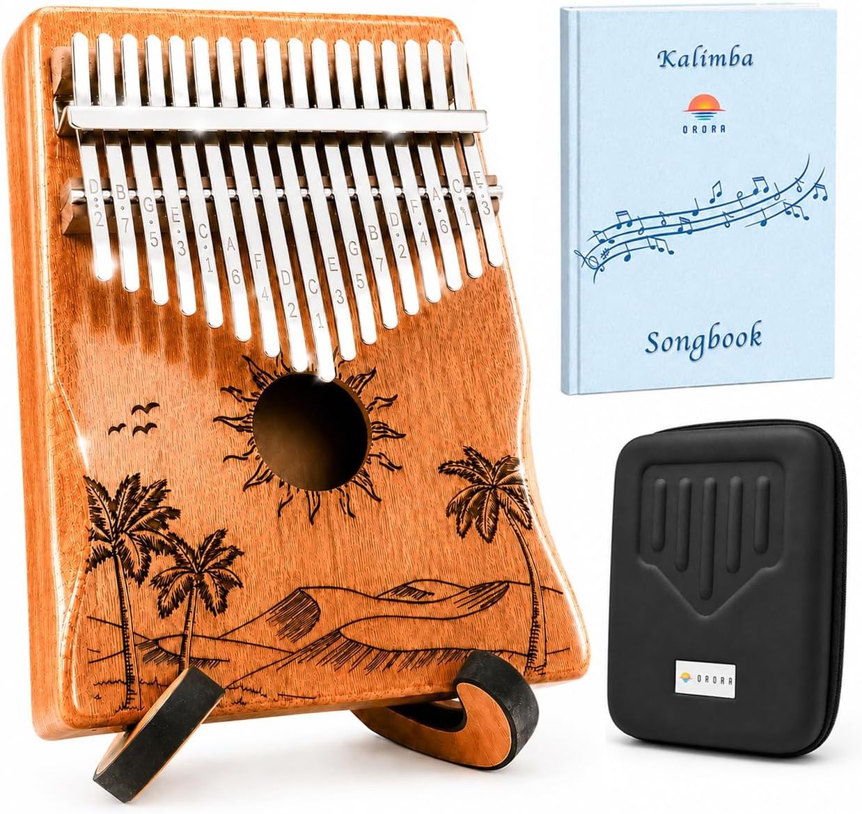 ORORA Kalimba - Piano de pulgar de 17 teclas con cancionero de 25 c...