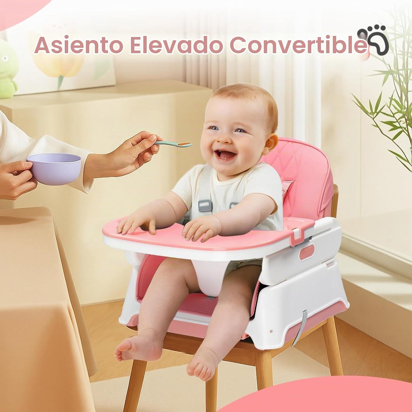 JOYMOR Silla alta 5 en 1 para bebés y niños pequeños, silla alta po...