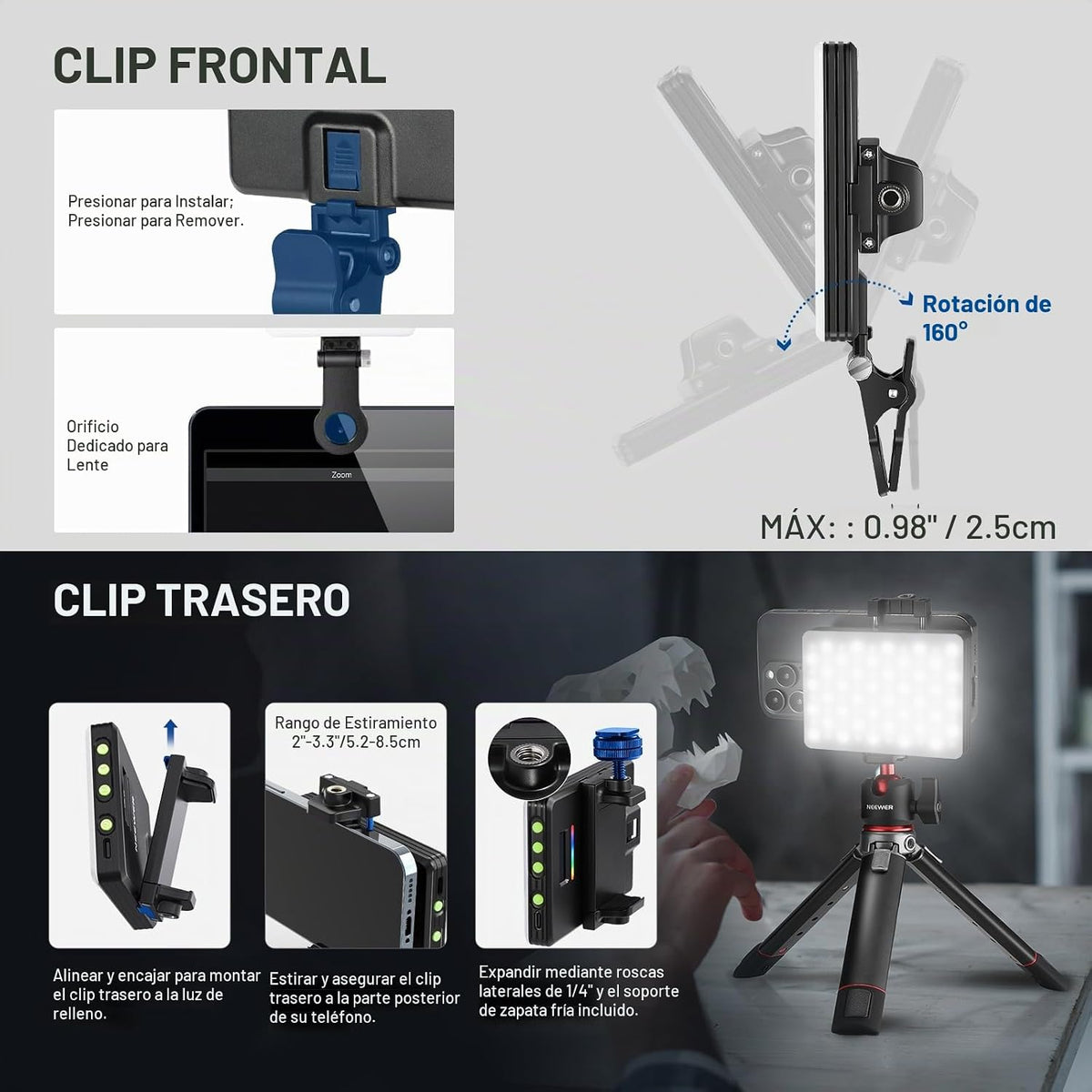 NEEWER VL67C Luz RGB para selfie con control de aplicación, 94 LED...