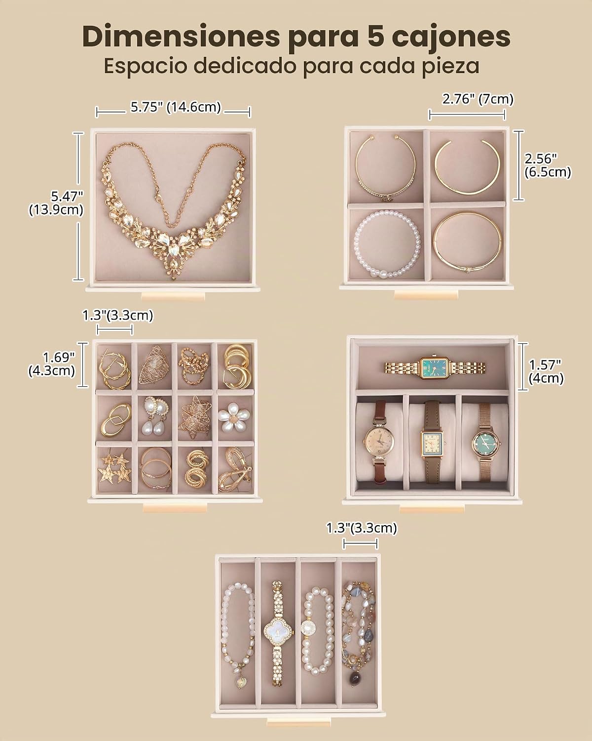 Lolalet Joyero organizador grande para mujer, organizador de joyas...