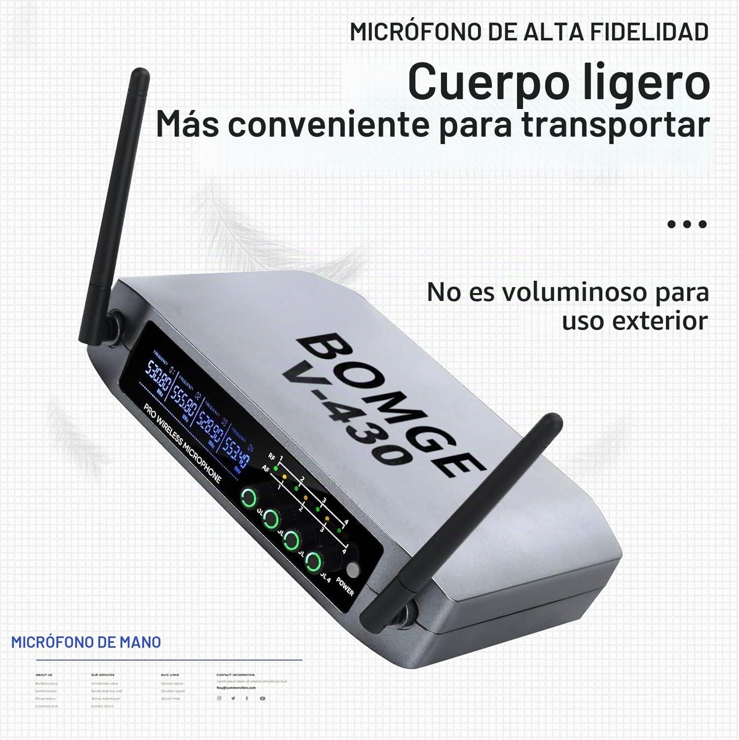 Sistema de micrófono inalámbrico, BOMGE Pro de 4 canales, set de mi...