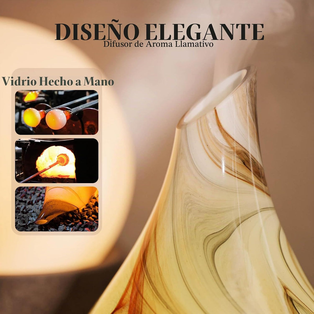 Porseme - Difusor de aceites esenciales de 280 ml, de vidrio, con c...