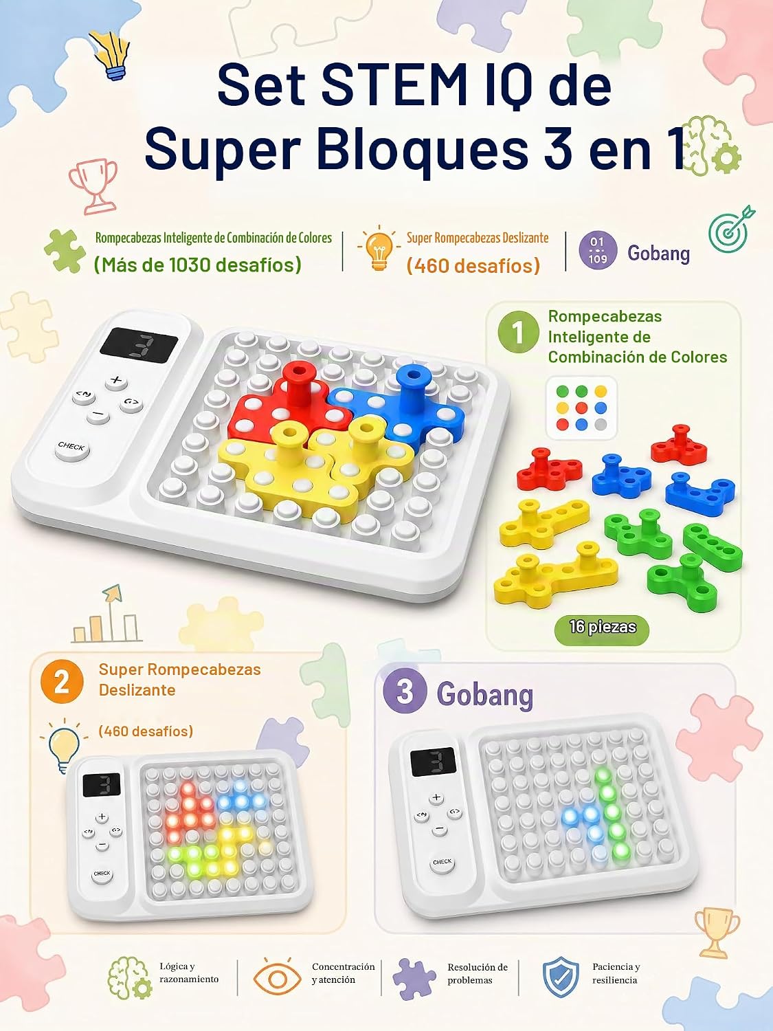Super Blocks STEM IQ Games Patrón de coincidencia de colores y romp...