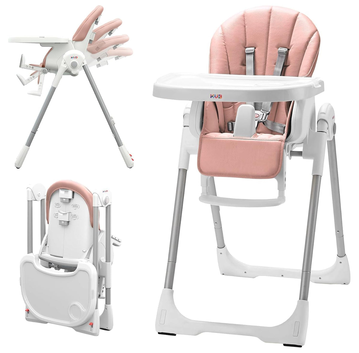 KUB Silla alta plegable 3 en 1 para bebé | 7 alturas y 4 reclinacio...