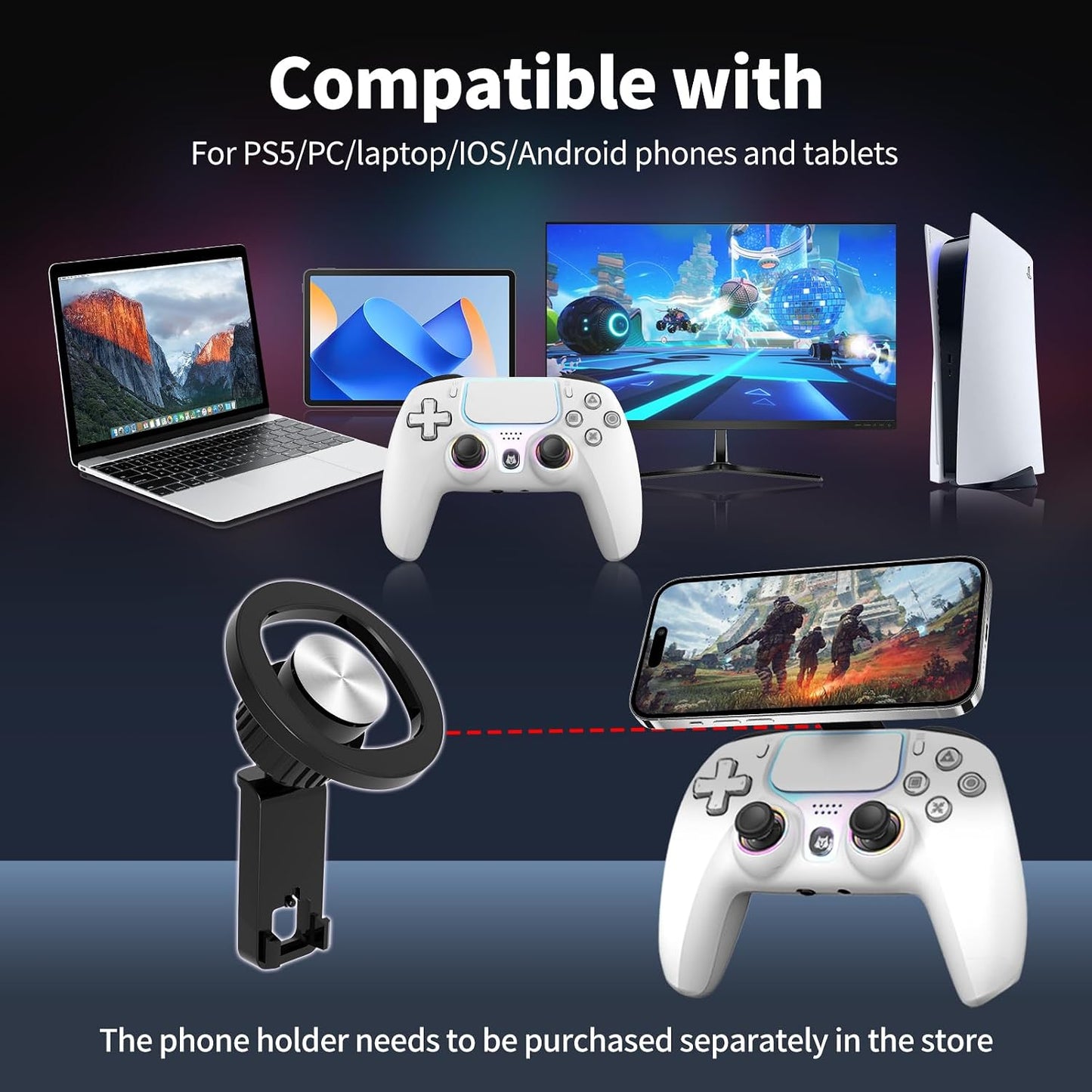 Controlador inalámbrico NBCP para PS5\/Pro\/Slim\/PC, joystick y di...