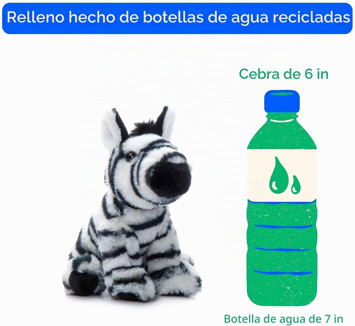 The Petting Zoo Peluche de cebra, Babiez, regalos para niños, 6 pul...