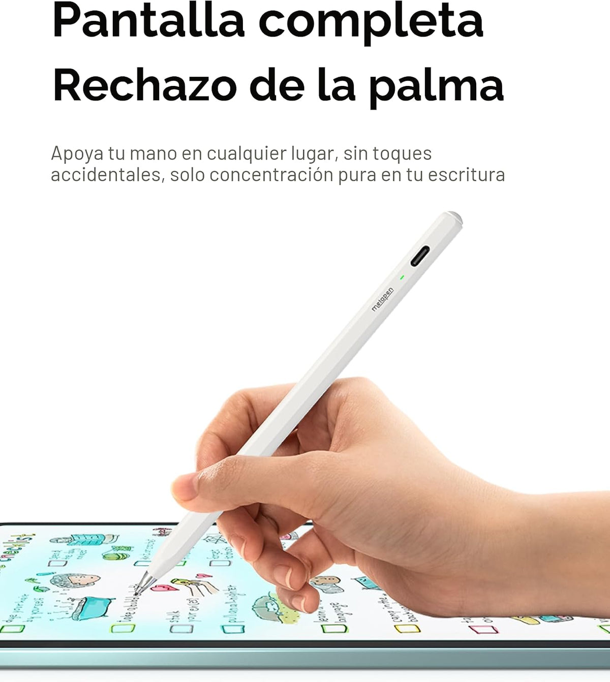 Metapen Lápiz Air8 Pro para iPad 2018-2025, Ultra Silencioso, Carga...