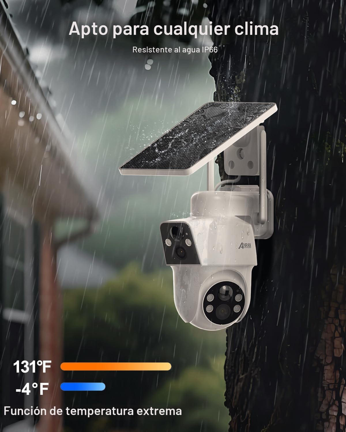 ANRAN Paquete de 2 Cámaras de Seguridad Solar de Doble Lente Inalám...