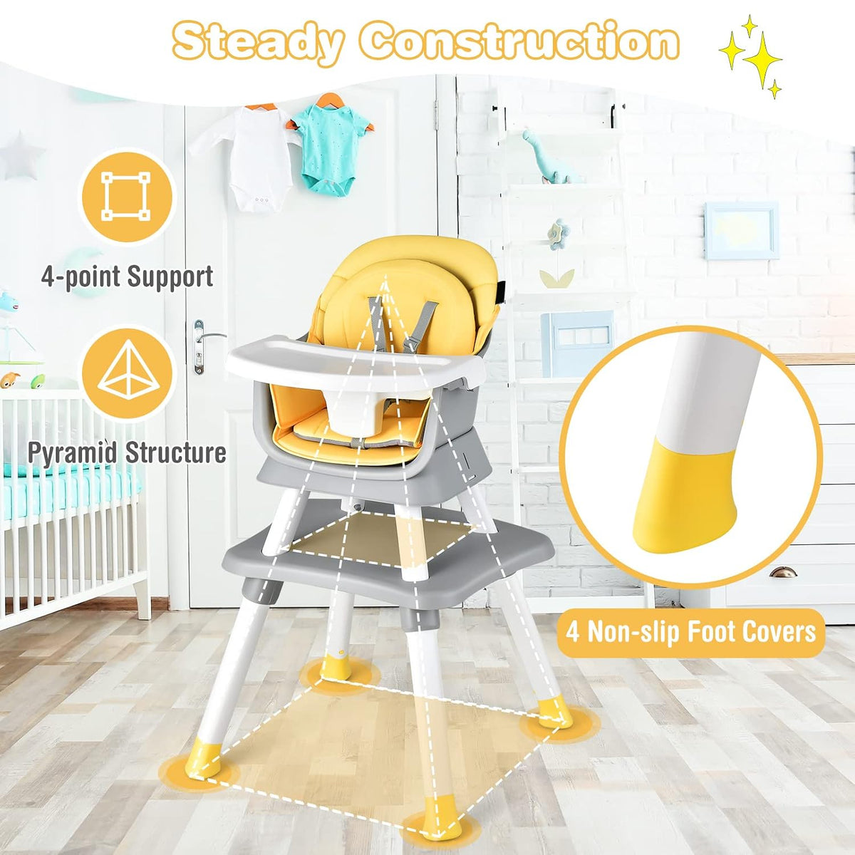 HONEY JOY Silla alta 8 en 1 para bebé, silla alta convertible para...