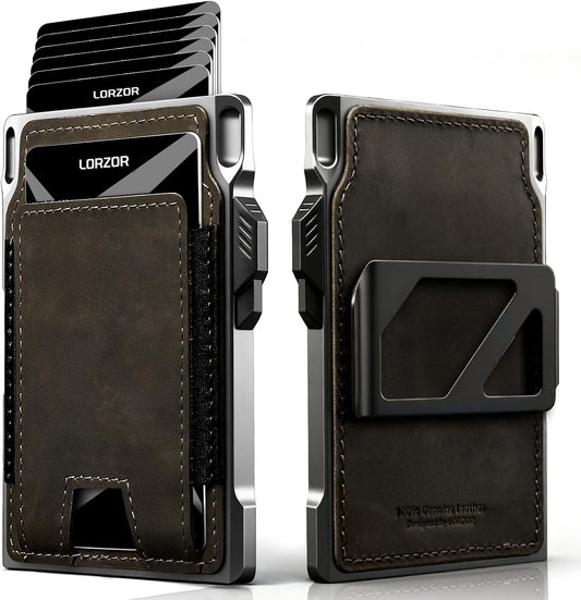 LORZOR Cartera táctica delgada, cartera minimalista para hombres, c...