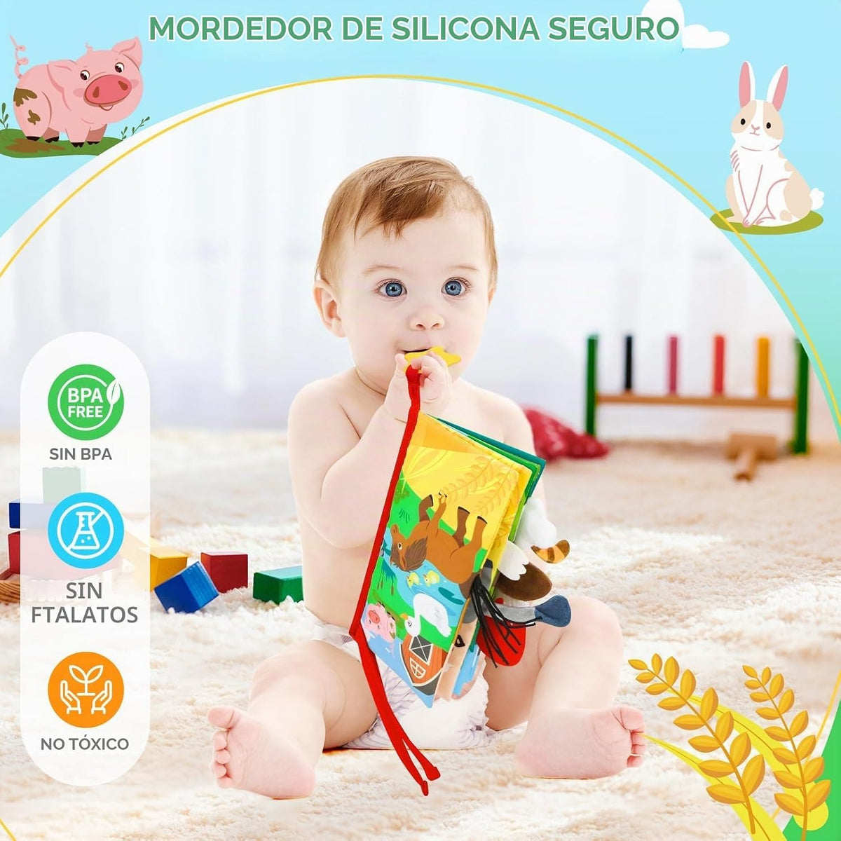 BBWOO Libro suave para bebé, juguete para bebés, regalo de ducha pa...