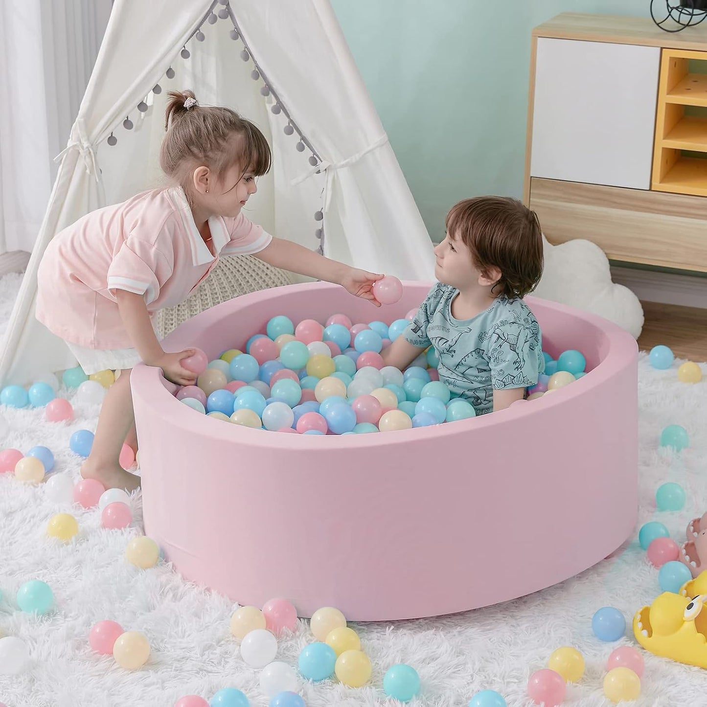 SHJADE Piscina de pelotas para niños pequeños, 35.4" x 11.8"...
