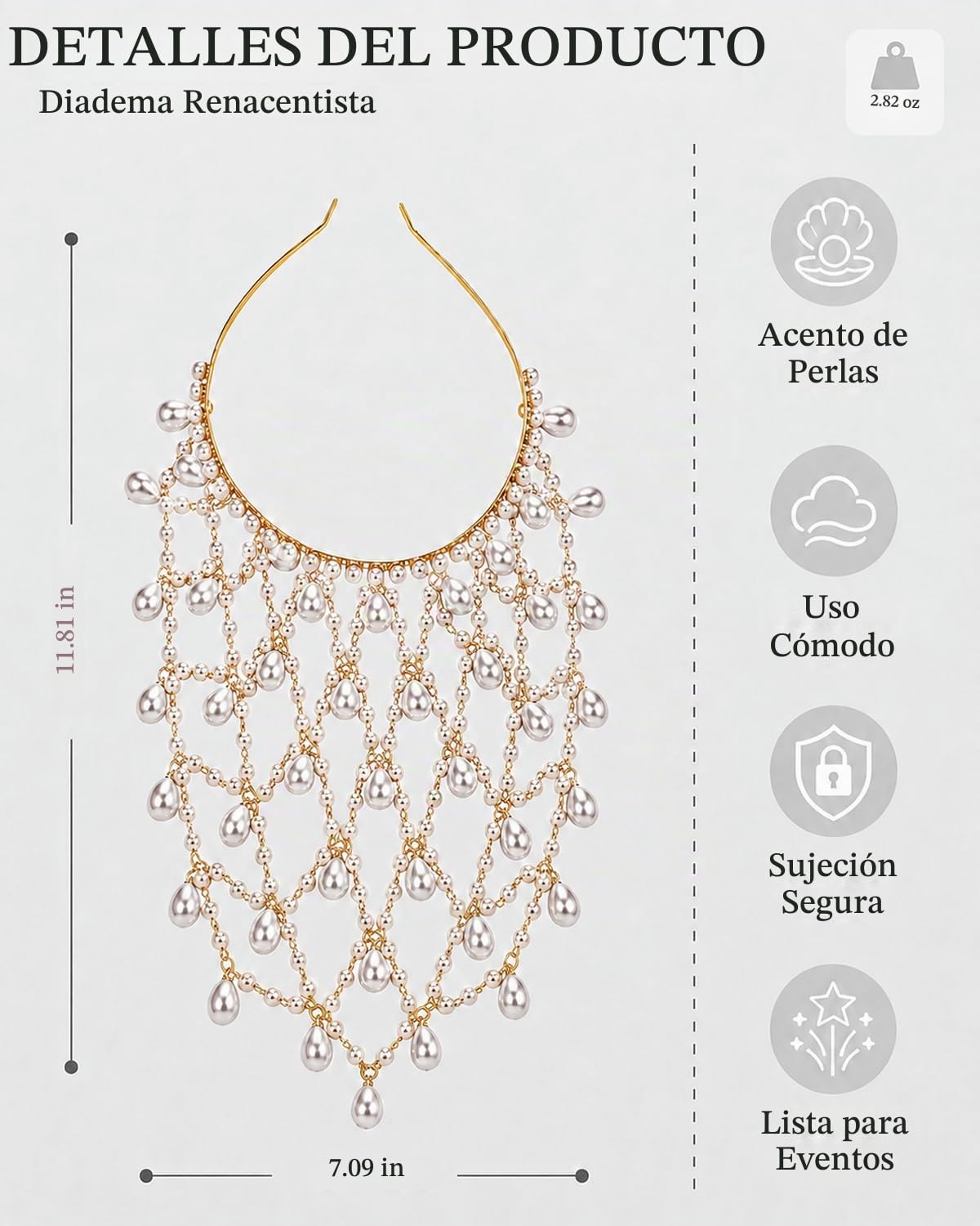 STONEFANS Accesorios dorados para el cabello, tocado de hadas de pe...