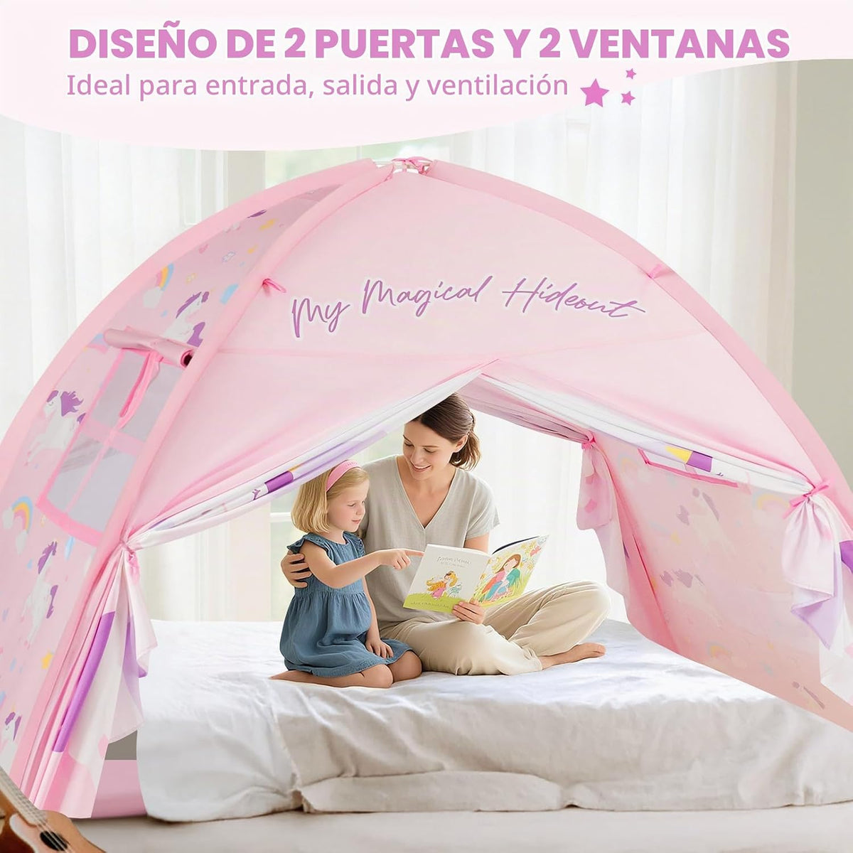 PIIKAGO Tienda de campaña de cama doble para niños, dosel de cama d...