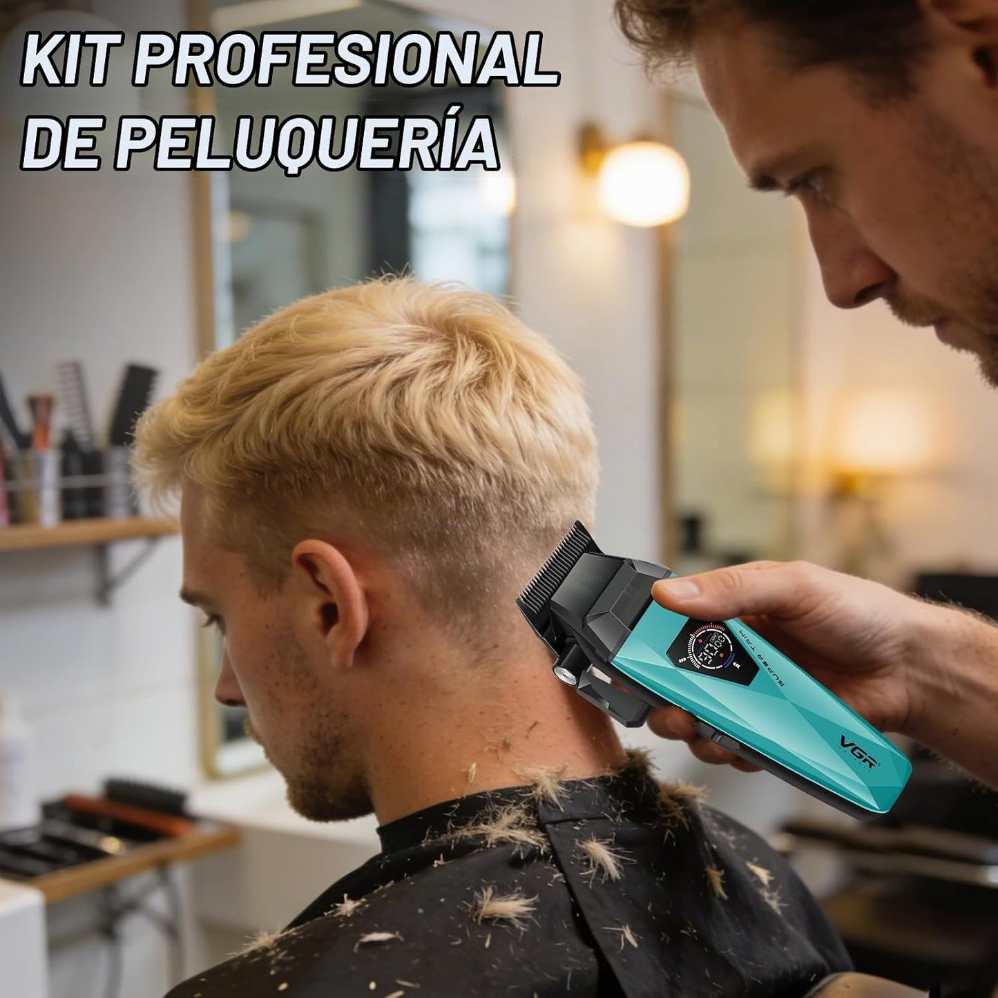 VGR 877S3 - Cortadora de pelo para hombre, kit profesional de corte...
