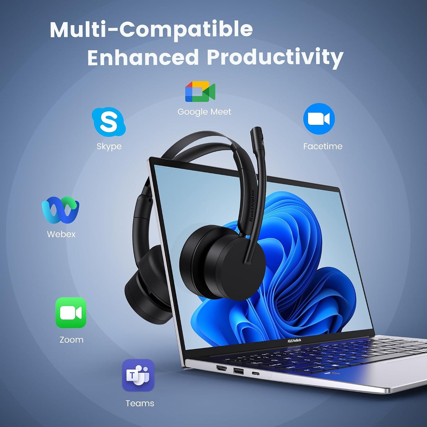 Auriculares Inalámbricos, Auriculares Bluetooth con Cancelación de...