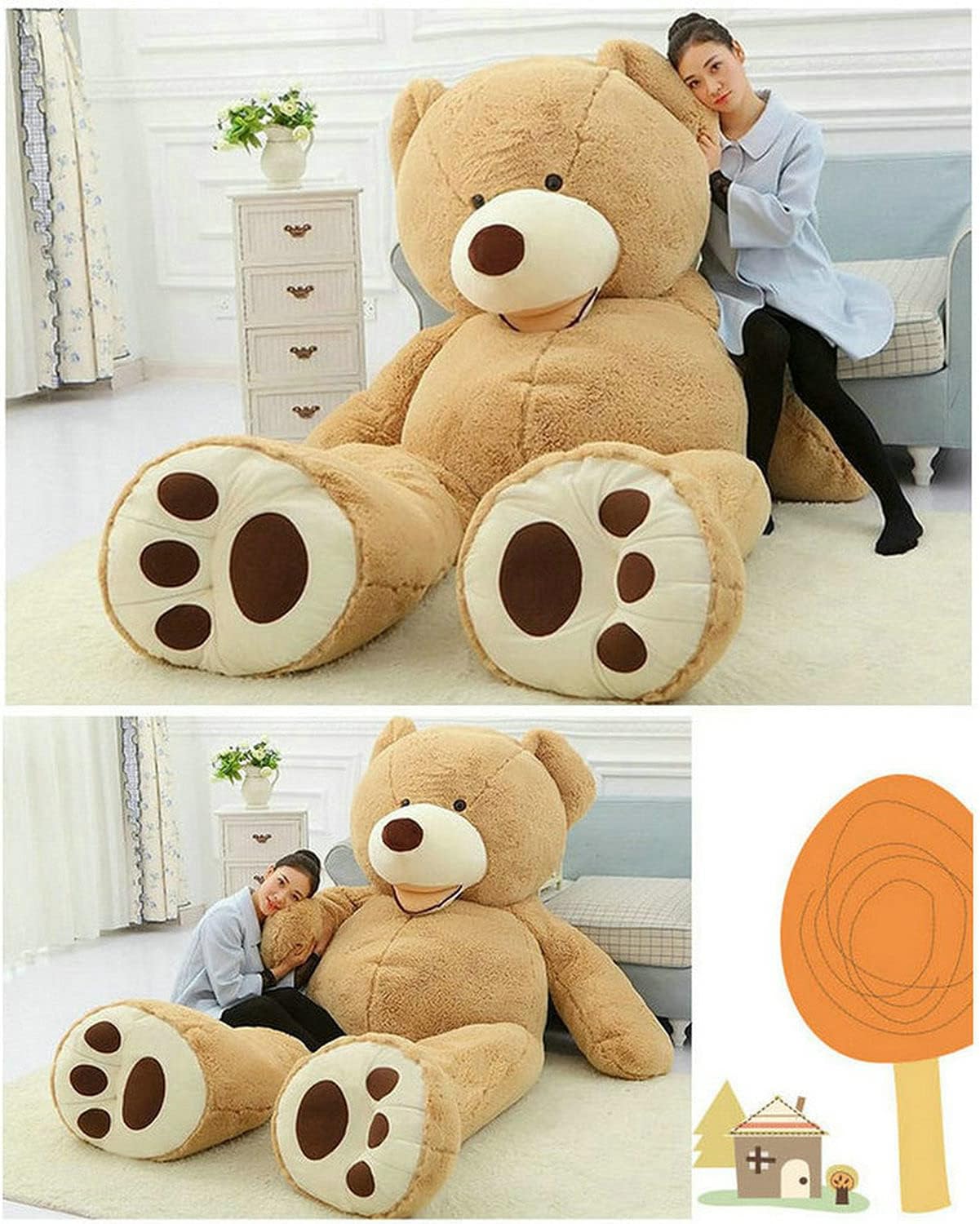Funda oso de peluche gigante (exterior con cierre), 78 pulgadas