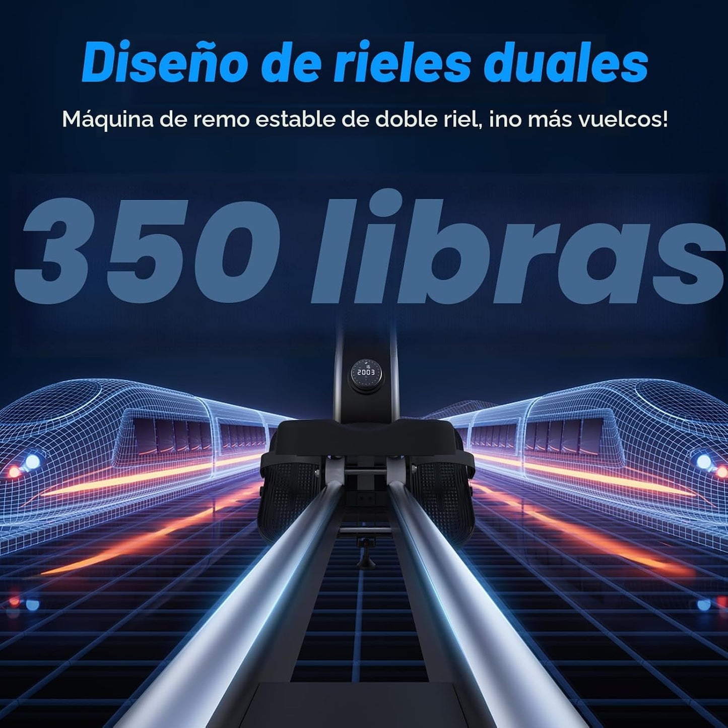 Máquina de remo magnética Merach Q1S para interiores, riel deslizan...