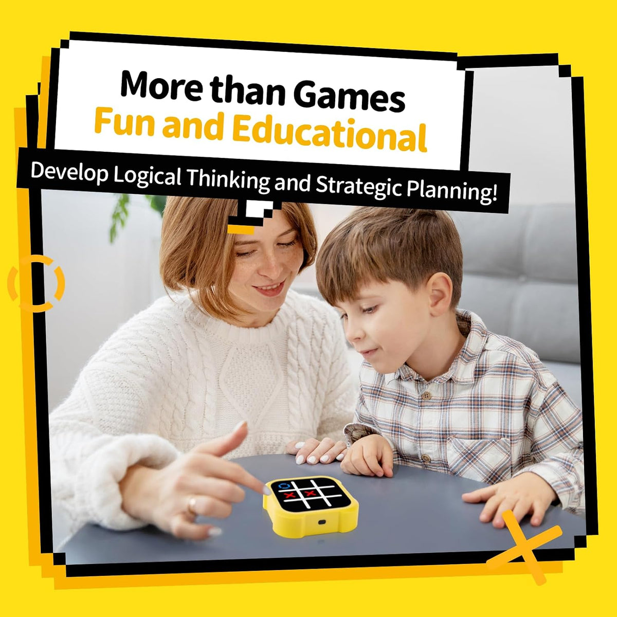 EASEMOM Juego Tic Tac Toe, Consola de Juego Electrónica de Mano 3 e...