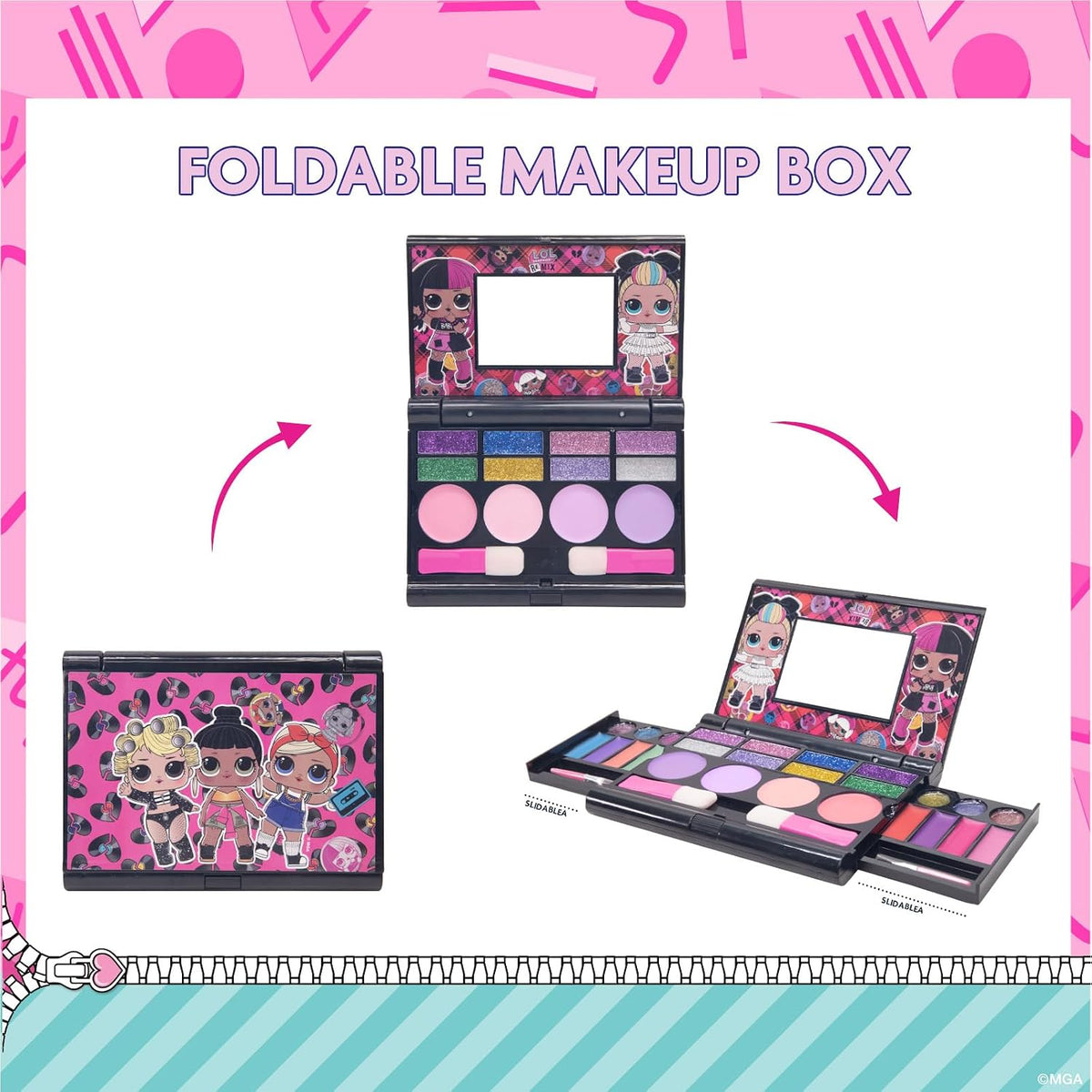 L.O.L. Surprise! Paleta de maquillaje plegable con espejo, brillo d...