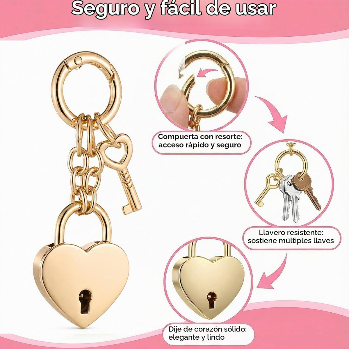 Tucnoeu Colgantes para bolso de candado de corazón - Accesorios de...