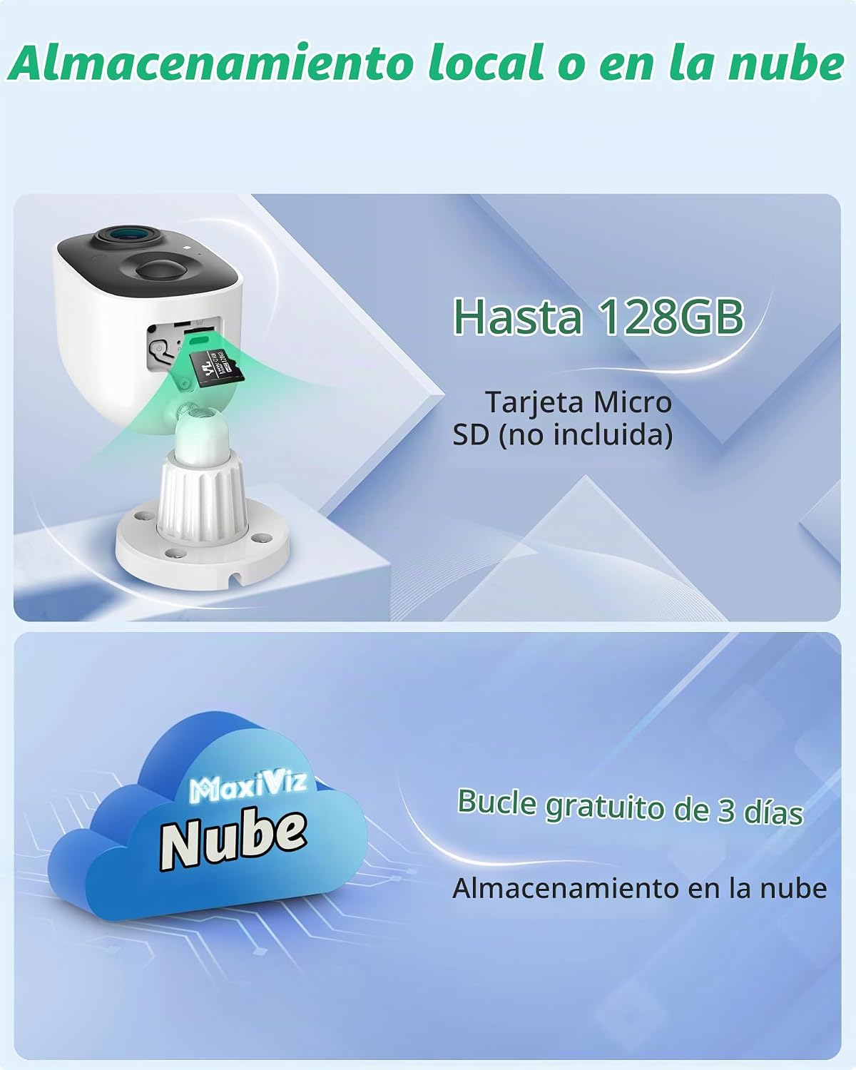 Cámara solar MaxiViz para exteriores inalámbrica, cámara de segurid...