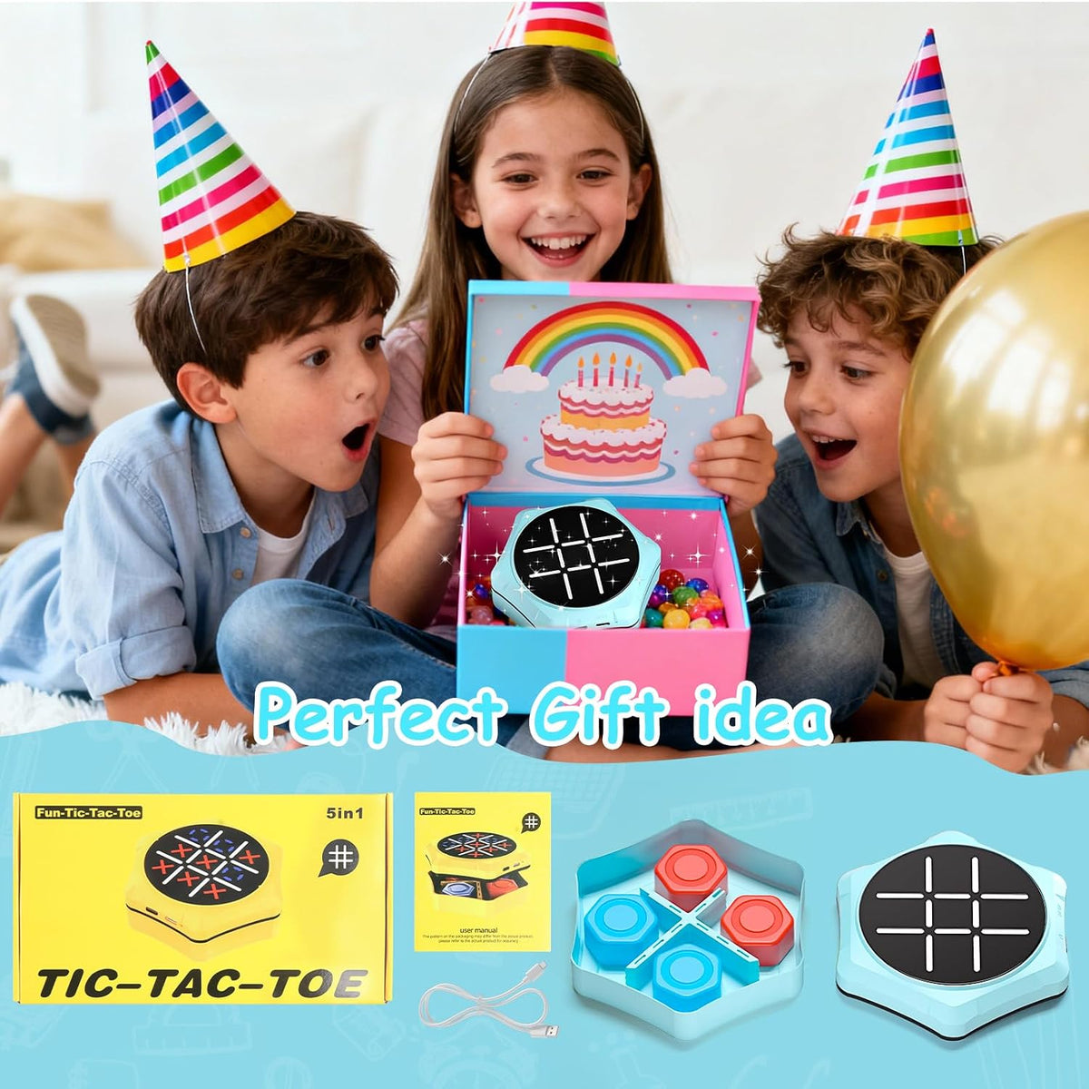 VDPDO Juego electrónico de Tic Tac Toe, 5 en 1 eléctrico Tic Tac To...