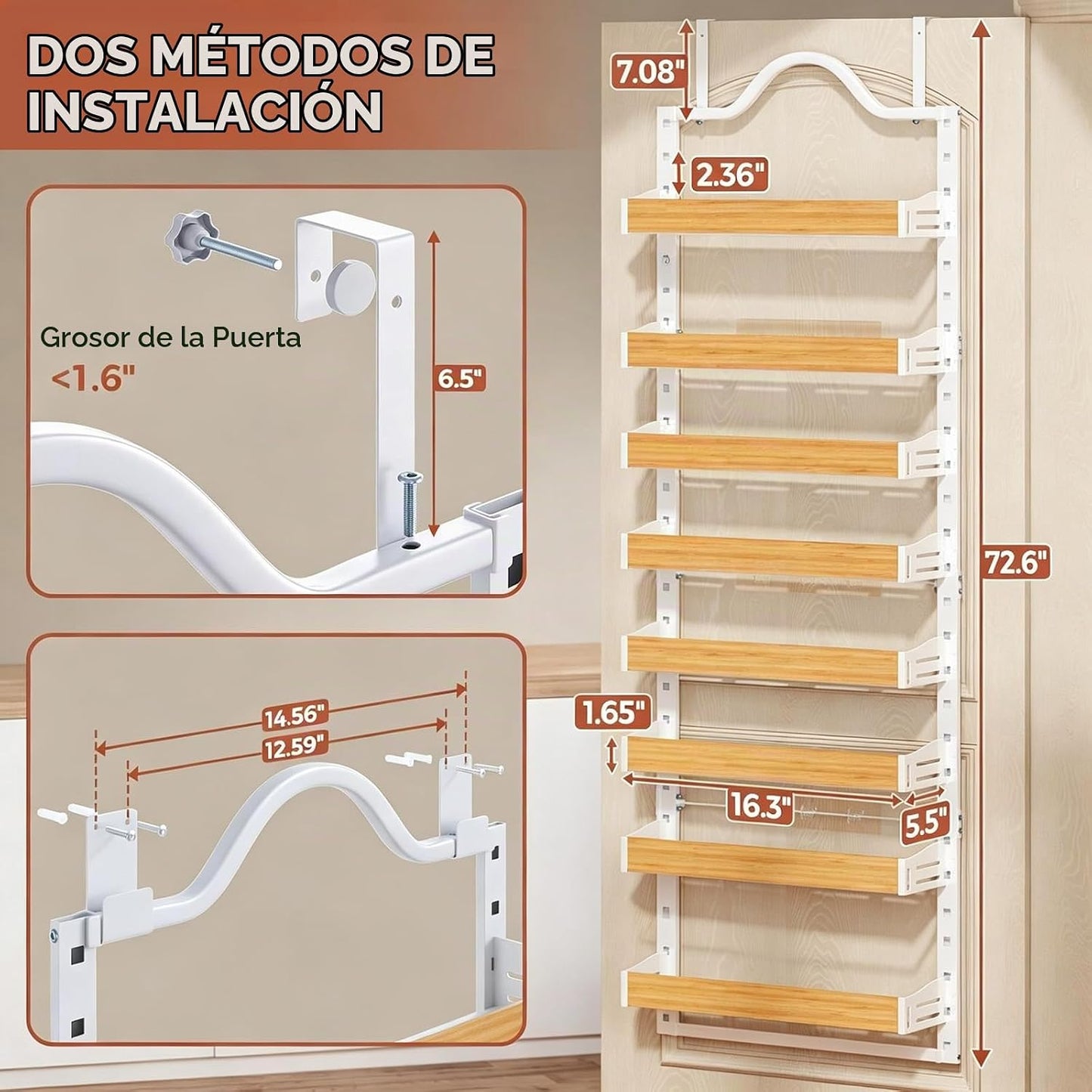 Freexployer Estante de Especias de 8 Niveles para Montaje en Pared,...