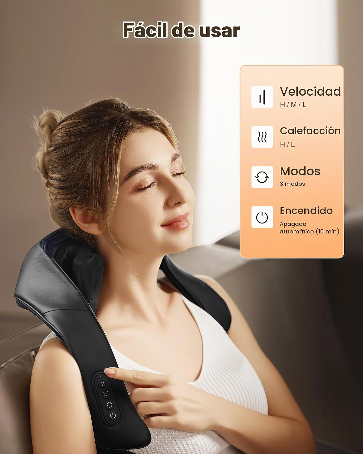 Beleduc Masajeador de cuello y espalda con calor relajante, apto pa...