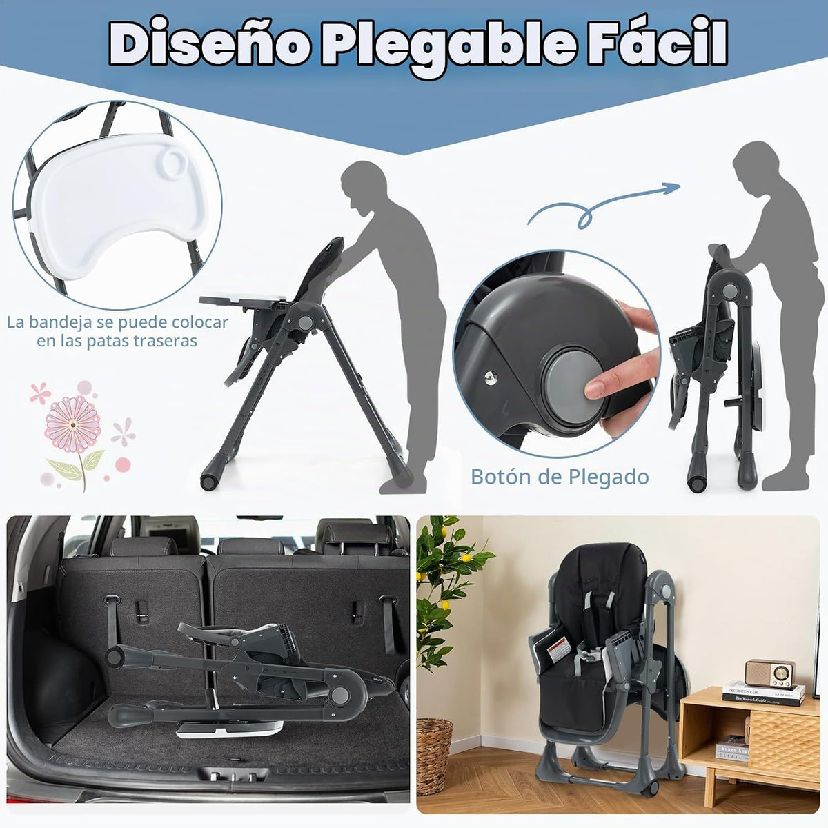 BABY JOY Silla alta convertible para bebés y niños pequeños, altura...