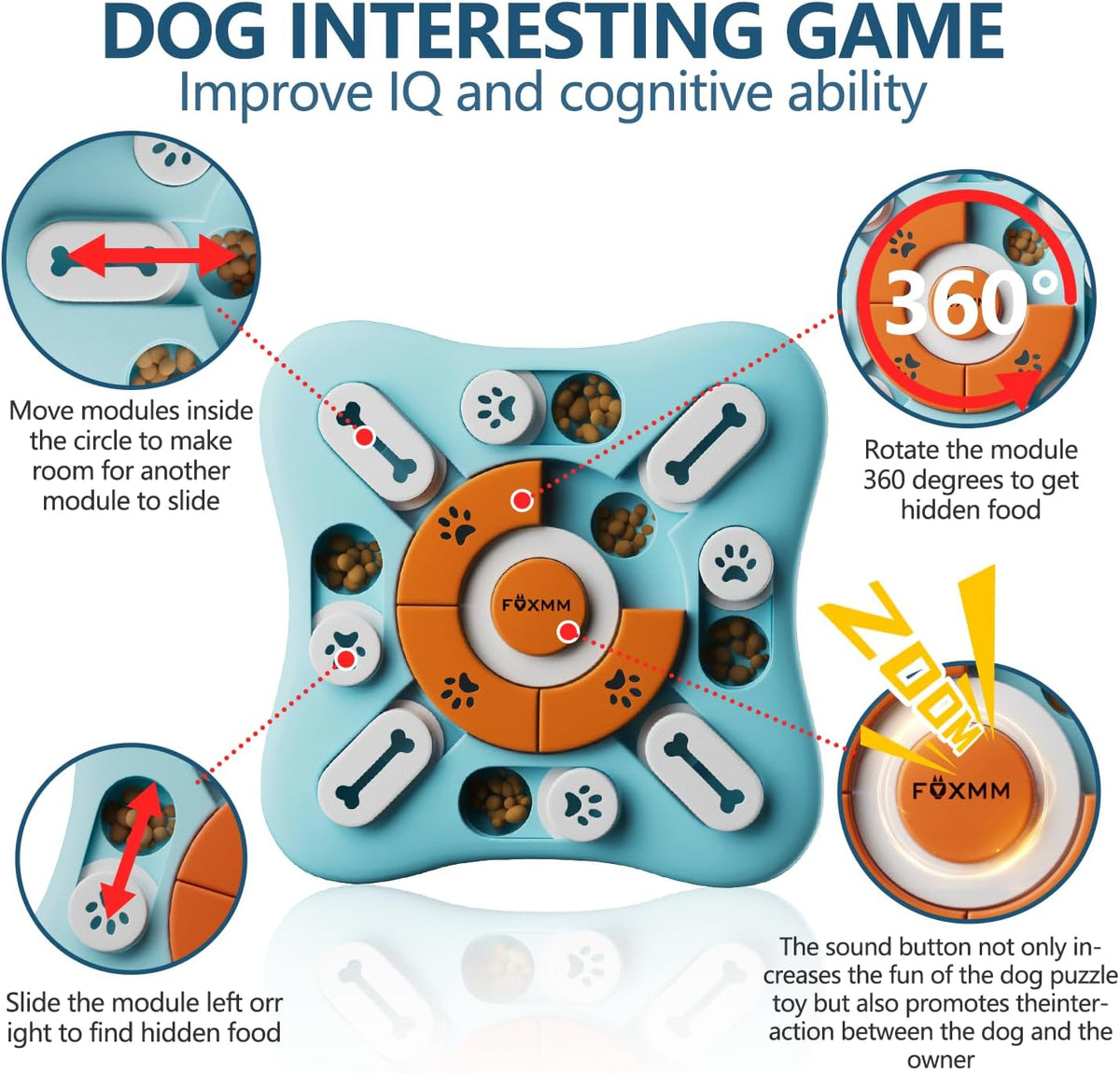 FOXMM Juguetes interactivos de rompecabezas de golosinas para perro...