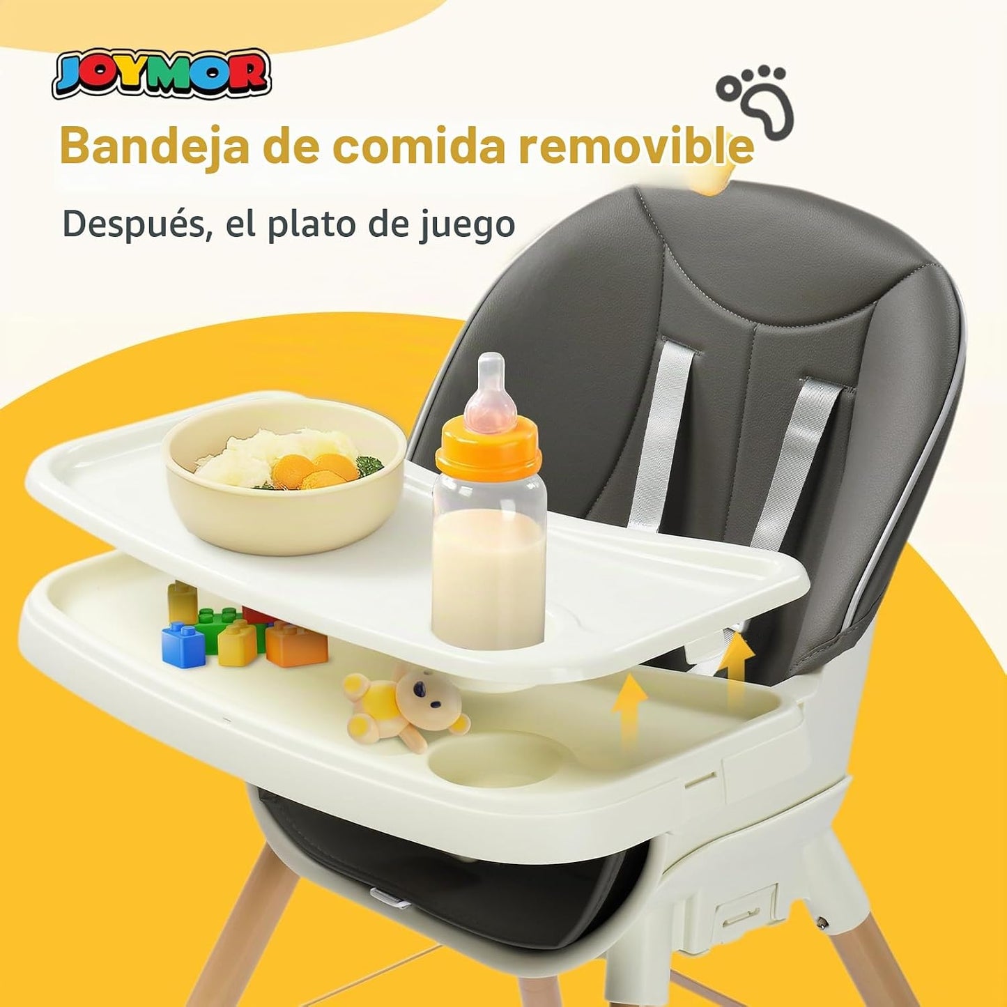 JOYMOR Silla alta convertible 5 en 1, silla alta para bebés y niños...