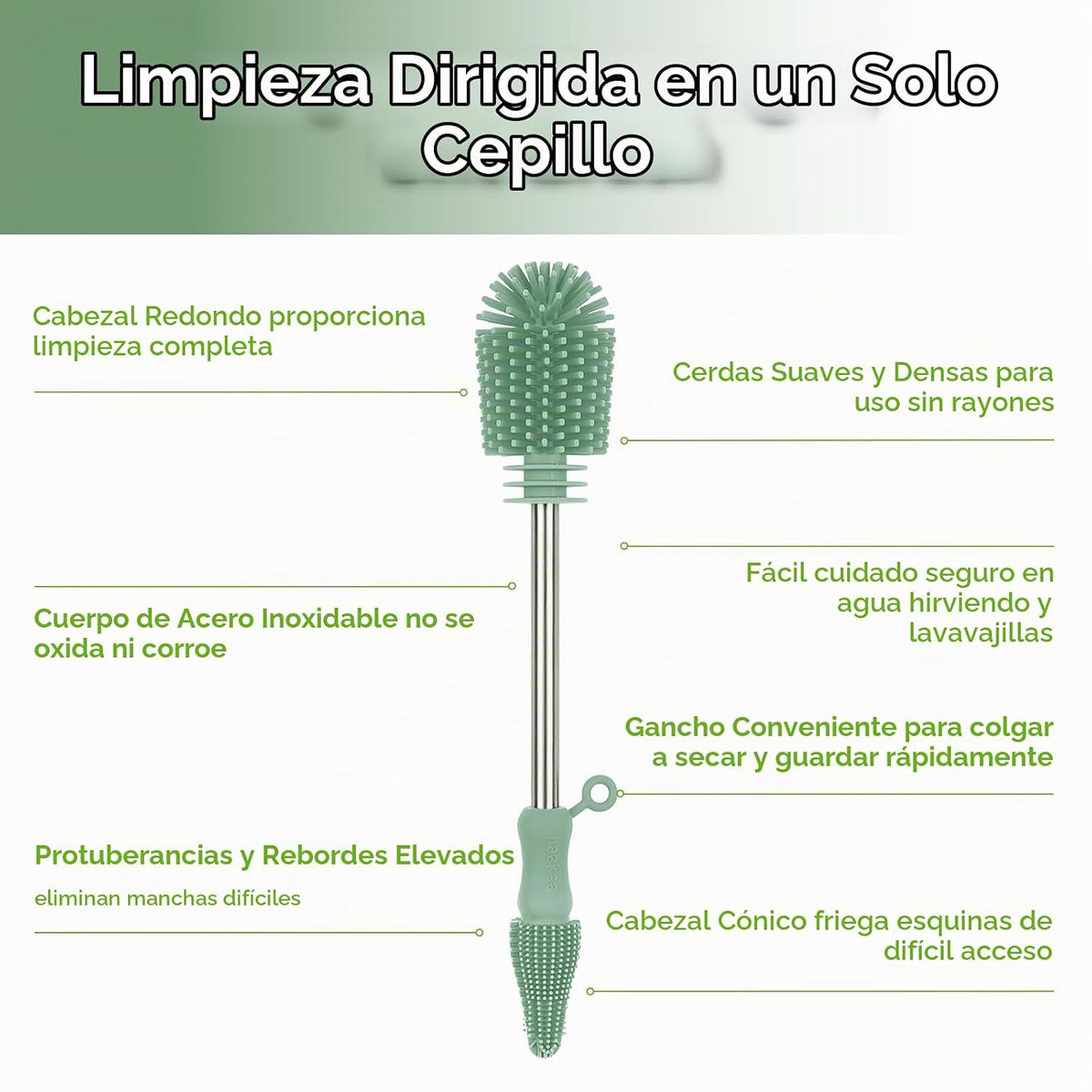 haakaa Cepillo de Limpieza Cepillo de Silicona para Biberones de Do...