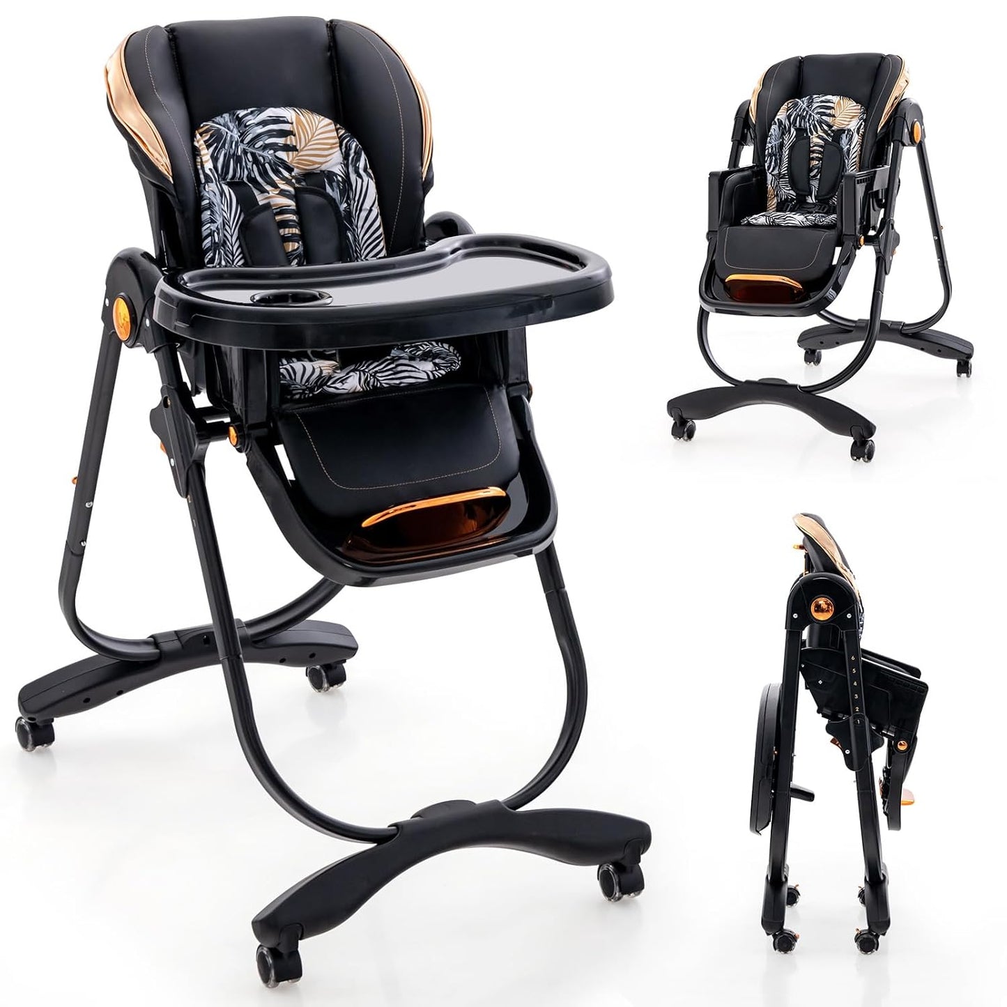 BABY JOY Silla alta, silla alta plegable para bebé con altura ajust...