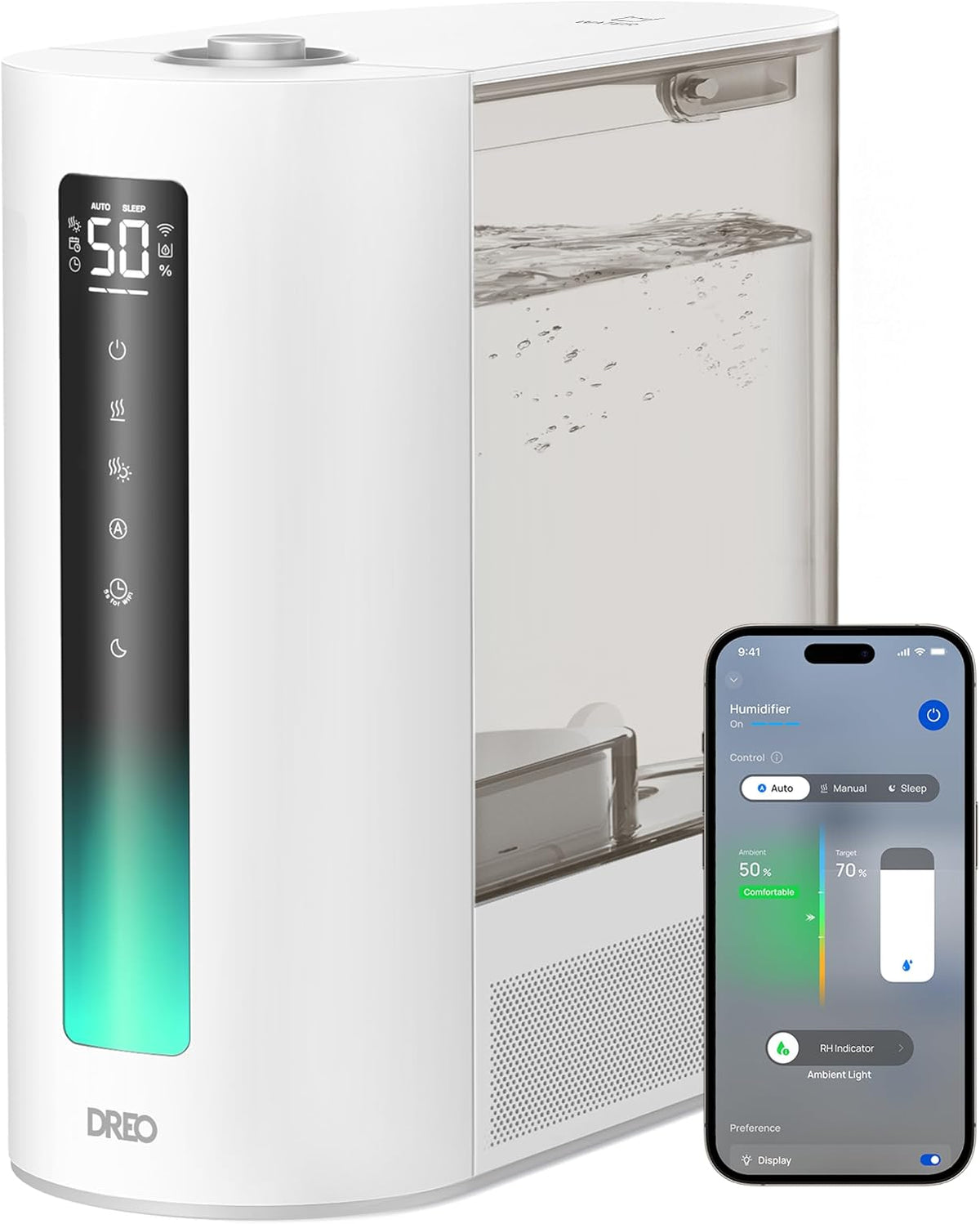 DREO Humidificadores inteligentes de 6L para dormitorio, niebla cál...