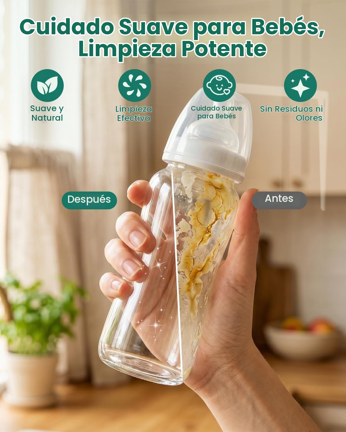 Comprimidos de detergente para lavadora de botellas 60PCS eficaces...