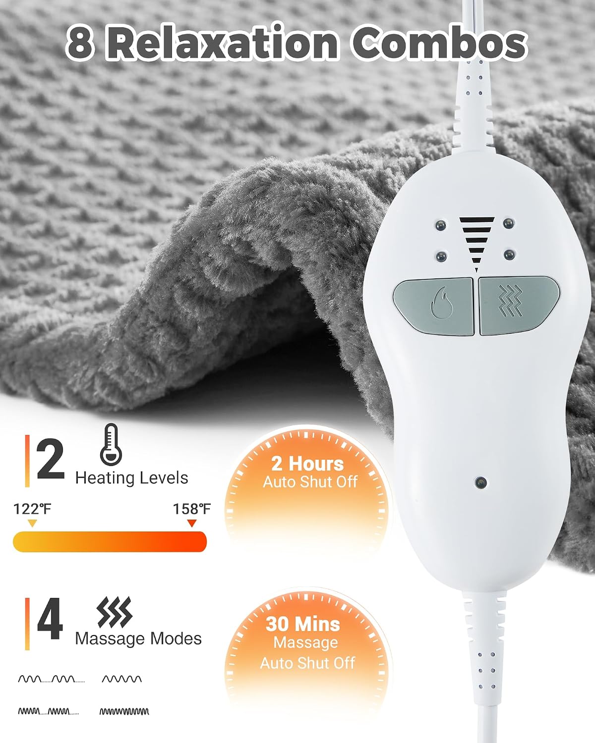 Almohadilla térmica vibratoria portátil para aliviar el dolor de cu...