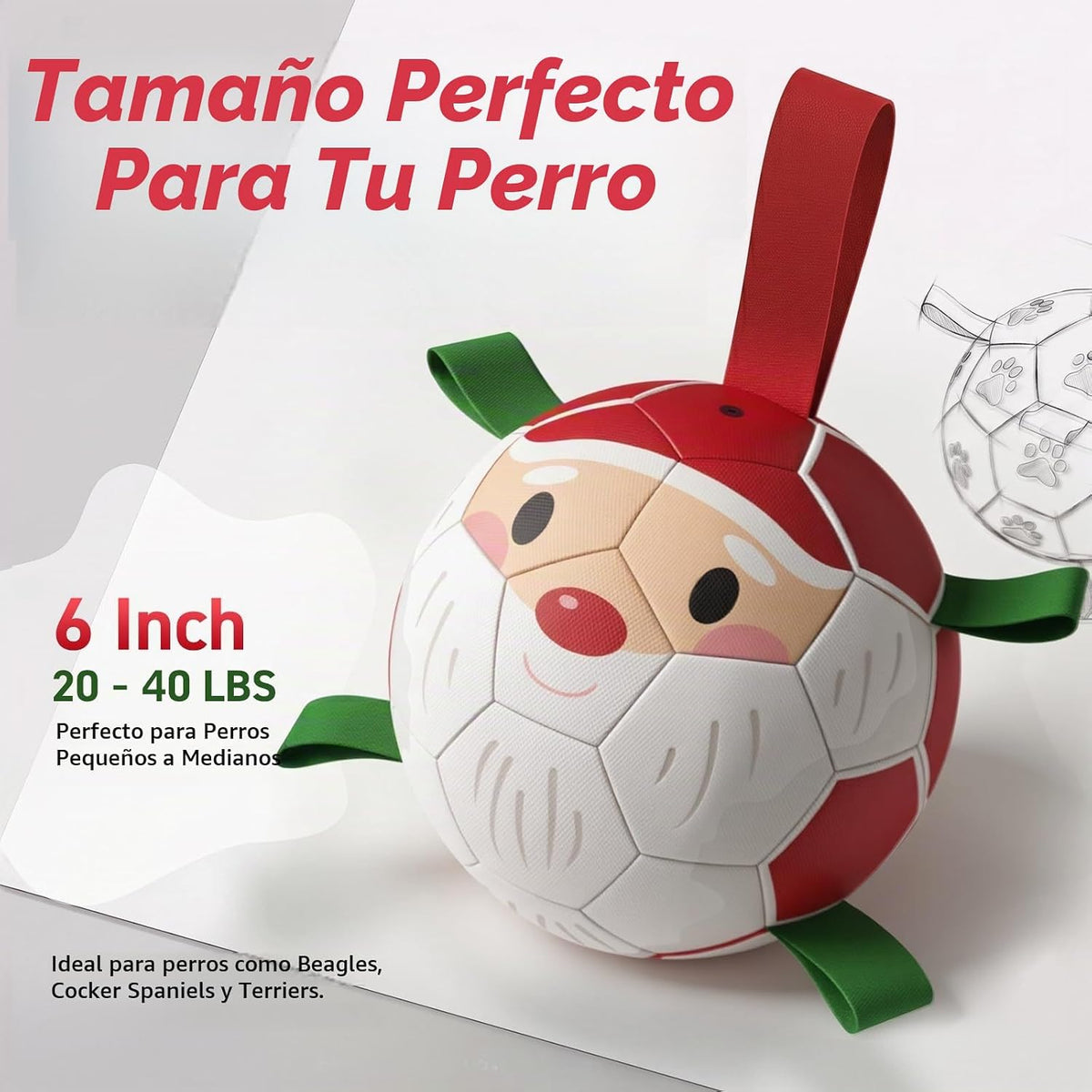 QDAN - Pelotas de fútbol de Navidad con correas para perros, juguet...