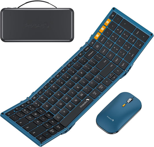 ProtoArc XKM01 - Teclado y mouse plegables, combo de mouse inalámbr...